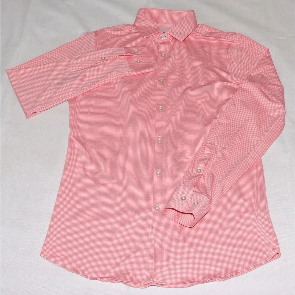 Mizzen + Main Trim Fit Men's Long Sleeve Button Front Pink Shirt Size Large Tall